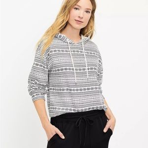 Lou & Grey Snowflakes Cozy Cotton Terry Hoodie M NWT